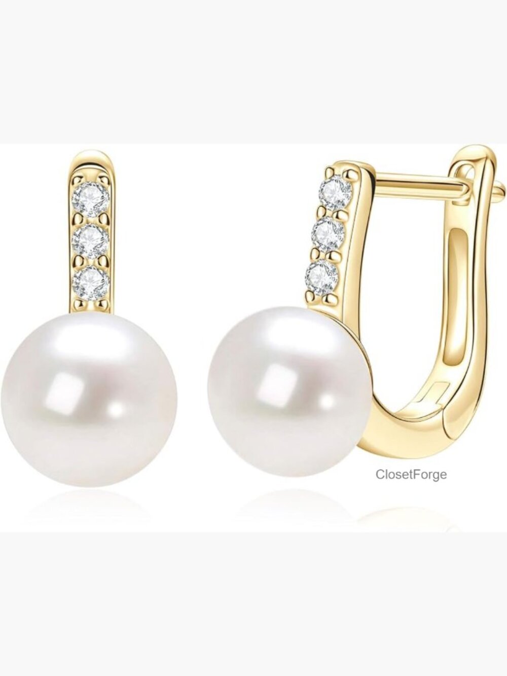 Sterling Silver Freshwater Cultured White Pearl Hoop Drop Earrings